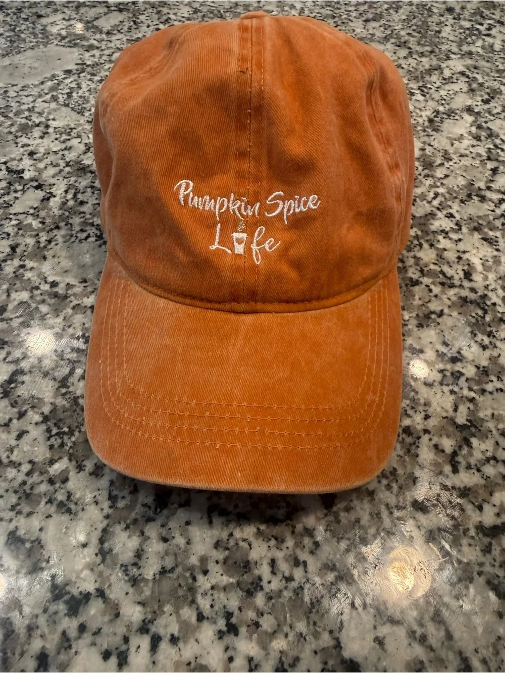 Pumpkin Spice Life Embroidered Baseball Cap - Rust Orange